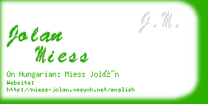 jolan miess business card